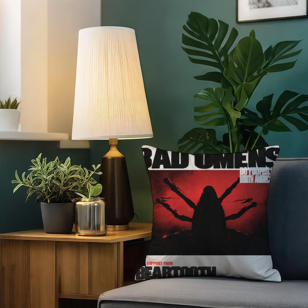 Чехол на подушку с принтом группы B-Bad Omens Для дивана, автомобиля, офиса, кафе Мягкий и удобный Двусторонний принт Чехол на подушку