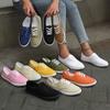 Women's Solid Colour Canvas Trainers, Simple Style Lace-up Flat Walking Shoes, Casual Lightweight Student Shoes