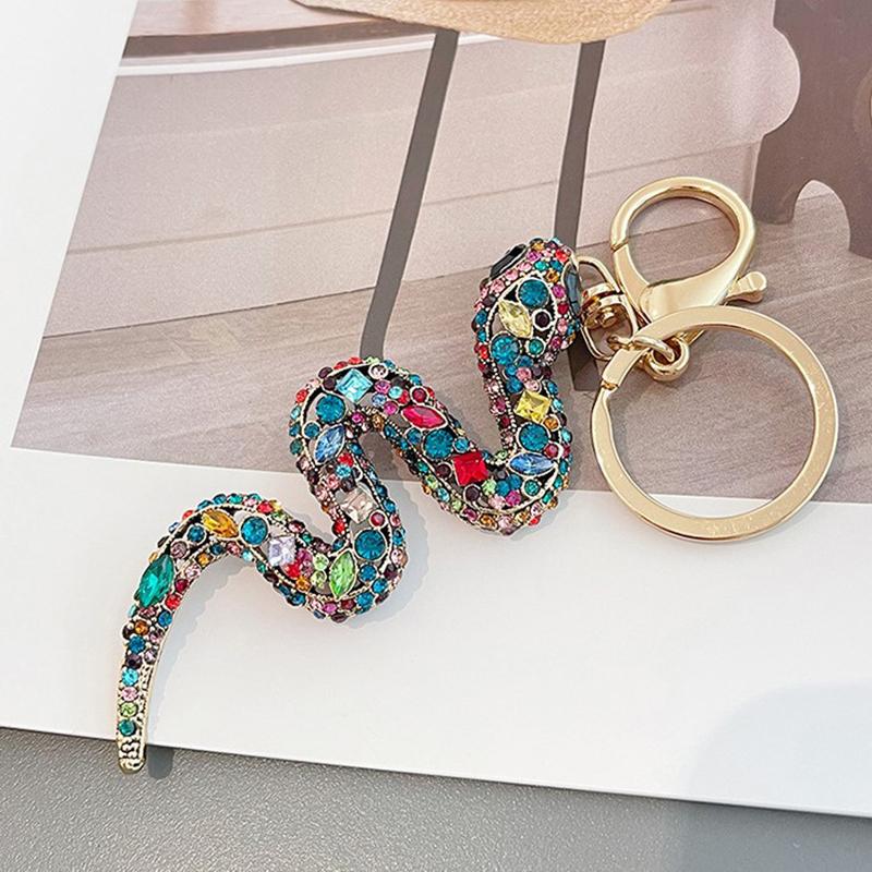 Креативный Ретро Китайский Зодиак Бриллиантовая Змея Подвеска для Авто Креативный Красочный Брелок Змея Украшение для Сумки Маленький Подарок KTY