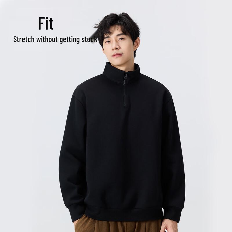 MINISO Men's Cartoon Dog Half-Zip Stand Collar Sweatshirt