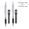 Metal Mechanical Pencil Set With Pencil Grip Leads Art Drawing Student Office Supplies 0.5/0.7/0.9/2.0mm Automatic Pencil