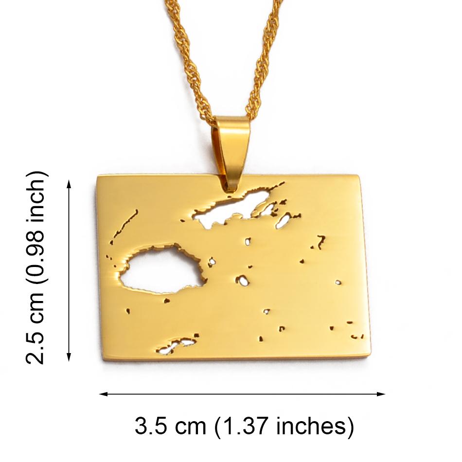 Anniyo Fiji Map Pendant Necklace Gold Color Jewelry Maps of Viti #018621
