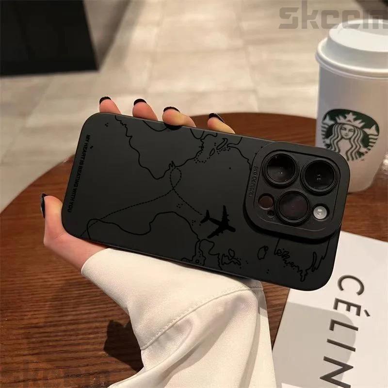 Вдохновленный путешествиями дизайн маршрута самолета Чехол для телефона для iPhone 16 15 14 13 12 11 Pro Max Mini 7 8 Plus X XR XS Мягкий силиконовый чехол