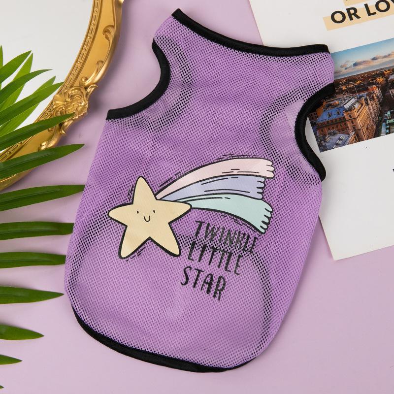Pet Summer Tshirt Cute Cartoon Prints Vest Cats & Dogs Lightweight Mesh Breathable Clothes Outdoor Pets Clothing