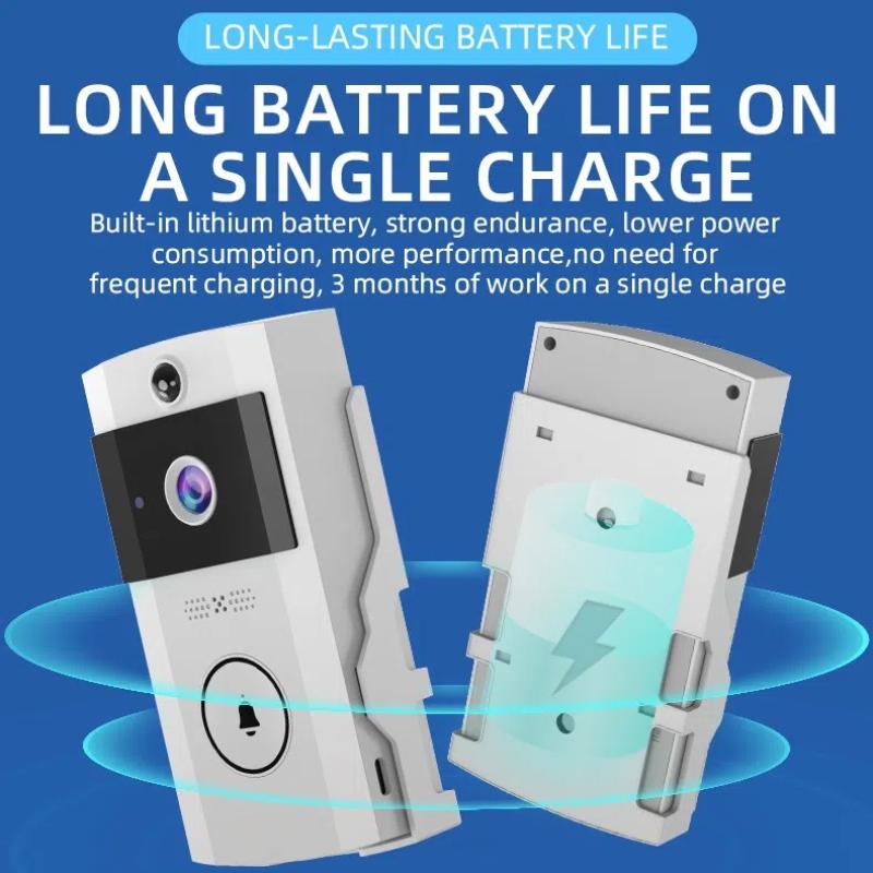 Solar Powered Rainproof WiFi Video Door Bell, Digital Peephole Design, Waterproof Night Vision Smart Intercom Security Camera