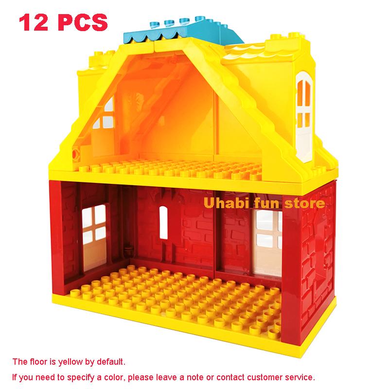 Большие Строительные Блоки Дом Архитектура Окно Стена Крыша Серия Мебели Аксессуары для Сцены Сборка Детские Развивающие Игрушки