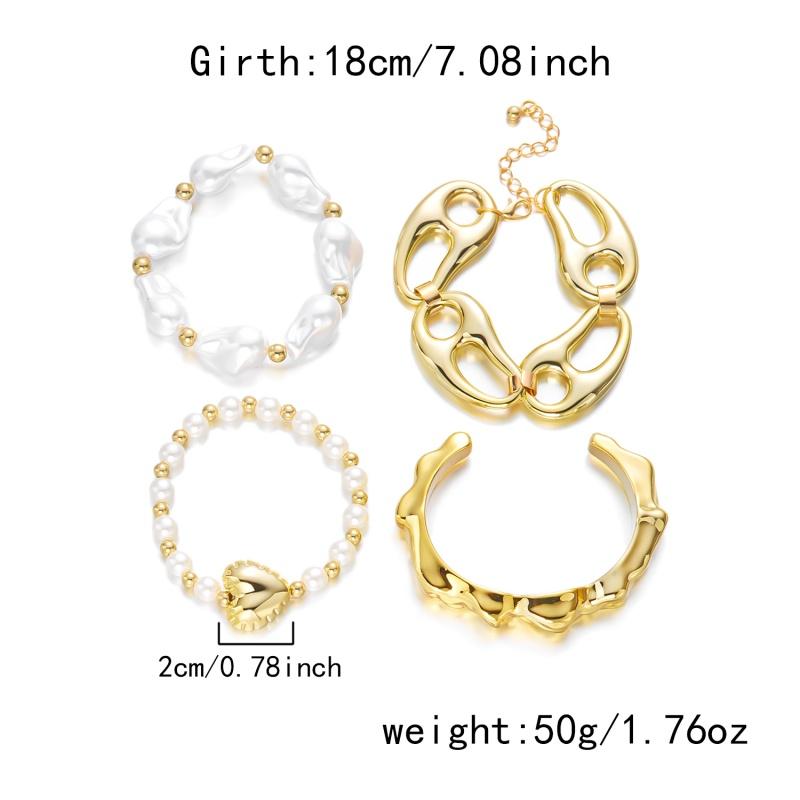 Exaggerated Baroque Imitation Pearl Beaded Bracelet for Women Vintage Gold Plated Opening Cuff Bangle Stackable Bracelet Jewelry