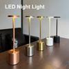 3 Colors Rechargeable Alloy Cordless LED Table Lamp Touch Switch Night Light Nordic Style Home Bar Restaurant Ambiance Desk Lamp