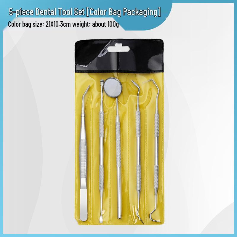 Набор стоматологических инструментов: Двусторонний зонд из нержавеющей стали, ротовое зеркало и набор для чистки зубов