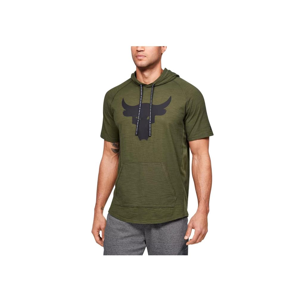 Under Armour X Dwayne Johnson Collaboration Project Rock Charged Cotton Animal Print Hoodie T-Shirt Men Tops Black 1351525-315