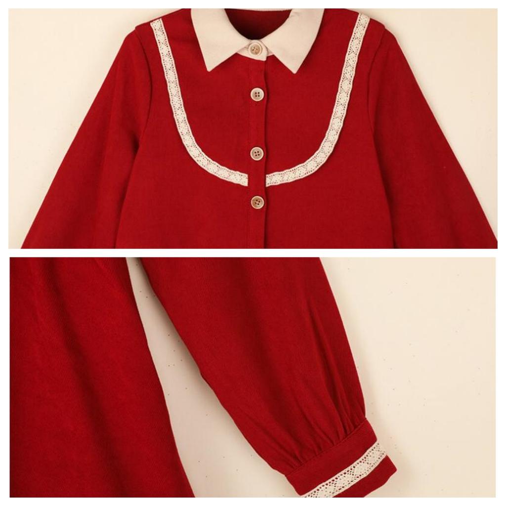 Girl Preppy Style Long Sleeve Dress Blouse Collar