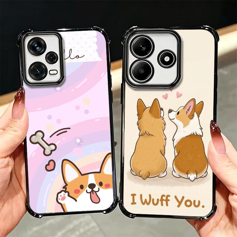 Corgi Dog Cute Plating Phone Case For Xiaomi Redmi Note 14 15 Pro Plus 13 12 11 11S 11T 10 9S 9 5G Anti-Fall Airabag Cover
