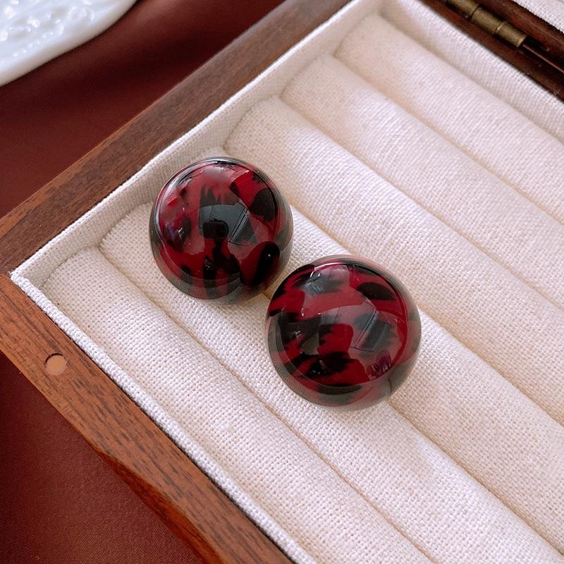 Ретро Гонконгский стиль Серьги-кольца с леопардовым принтом из серебряной иглы Легкая роскошь Высококлассные серьги с темпераментом Нишевые серьги Женские