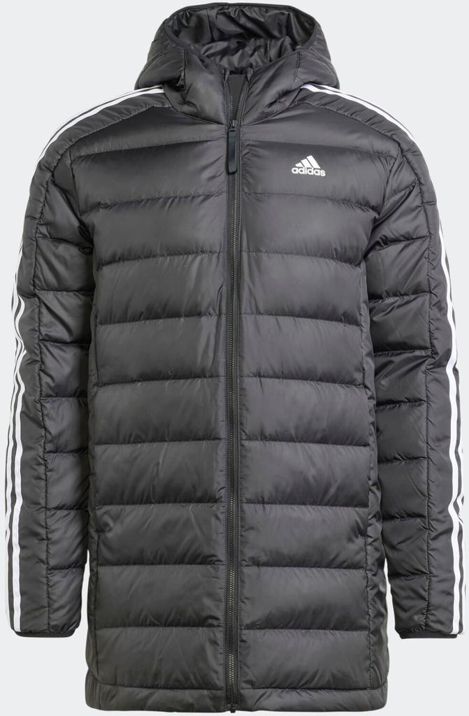 Adidas Man Essentials 3-Stripes Light Down Hooded Parka Winter Jacket Black (HZ8522)