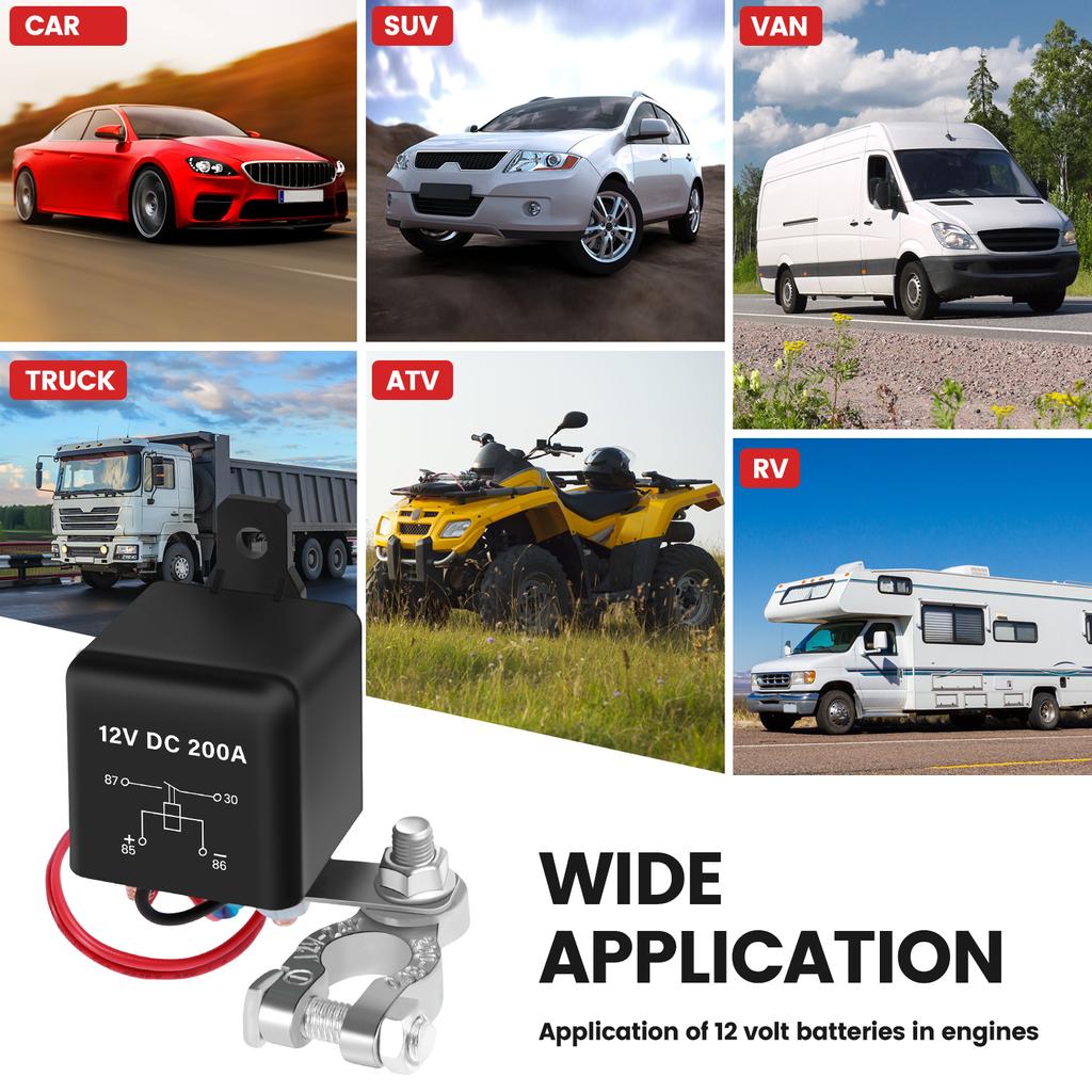 Remote Battery Disconnect Switch Kit DC 12V 200A Battery Cut Off Switch Anti-Theft Battery Kill Switch Shut Off Isolator for Car