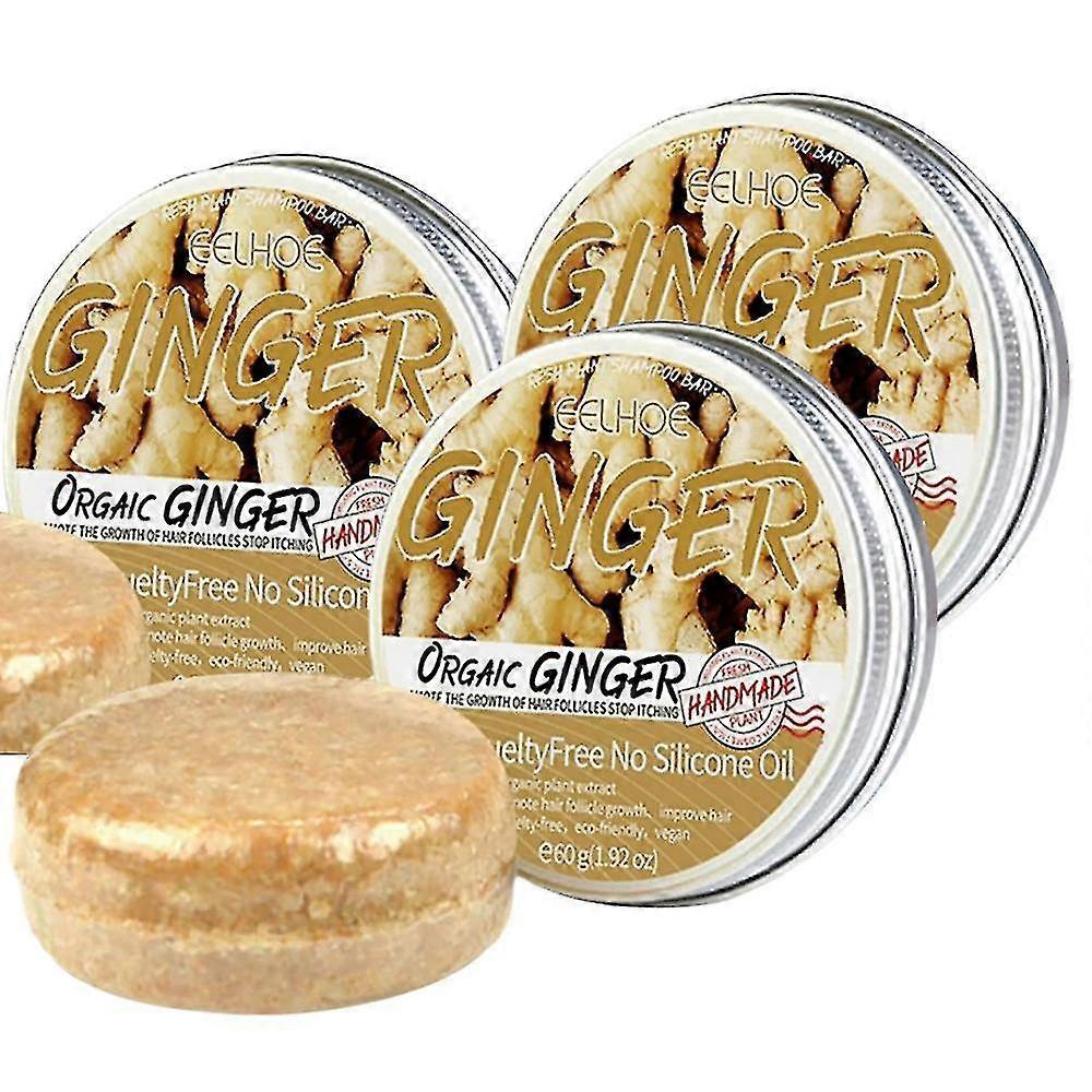 1-3pcs Natural Ginger Hair Regrowth Shampoo Bar, Promotes Hair Growth, Anti Hair Loss Shampoo Soap - PJ