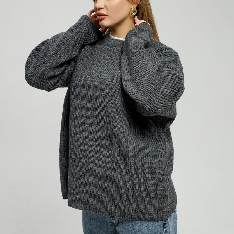 Новые свитера с круглым вырезом для женщин, модные однотонные свободные свитера на осень-зиму, толстые джемперы, топы, повседневные трикотажные пуловеры
