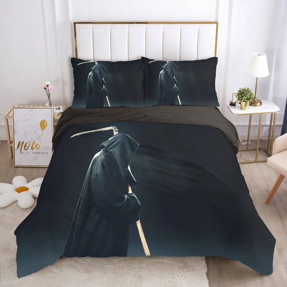 Cartoon Halloween King Queen Duvet Cover Horror Eyes Grimace Bedding Set for Children Boys Girls Scary Night Theme Quilt Cover