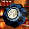Automatic Umbrella with Vintage Inter Milan Blue Black Crest Silk Print, Classic Soccer Umbrella for Men, Outdoor Rain Gear
