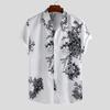 Summer Men Floral Lapel Short Sleeve Shirts