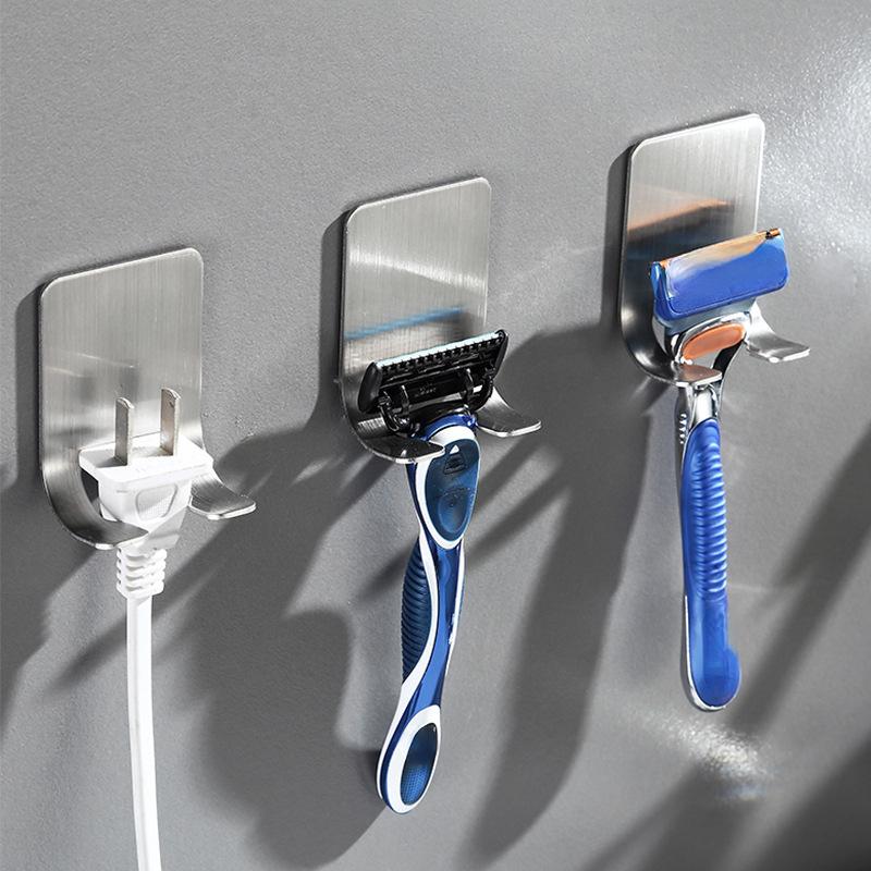 Bathroom Holders Stainless Steel Razor Storage Hook Wall Men Shaving Shaver Shelf Punch Free Razor Rack Accessories Organization