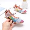 Rainbow Color Girl Shoes Low Heel Shoes Elegant Kids Mary Jane Back Bow Children's Sandals for Girls Child Shoe 2024 Versatile