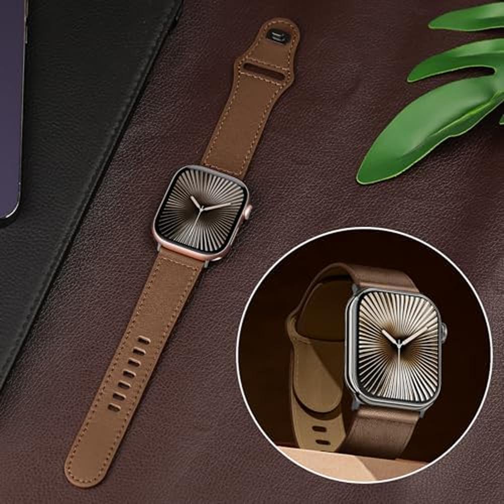 Ремешок из натуральной кожи для Apple Watch Ремешки 46 мм 49 мм 45 44 42 41 40 38 мм Correa Браслет iWatch Серии 11/10/9/8/7/6/SE/Ultra