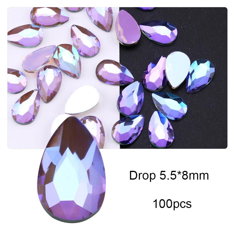 Aurora Phantom Purple Nail Art Flat Bottom Special-Shaped Diamond Diy Manicure Nail Art Jewelry