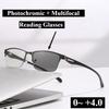 0~+4.0 Photochromic + Multifocal Reading Glasses Automatic Zoom 1 Pair of Glasses with Multiple Uses Half Frame Business Glasses