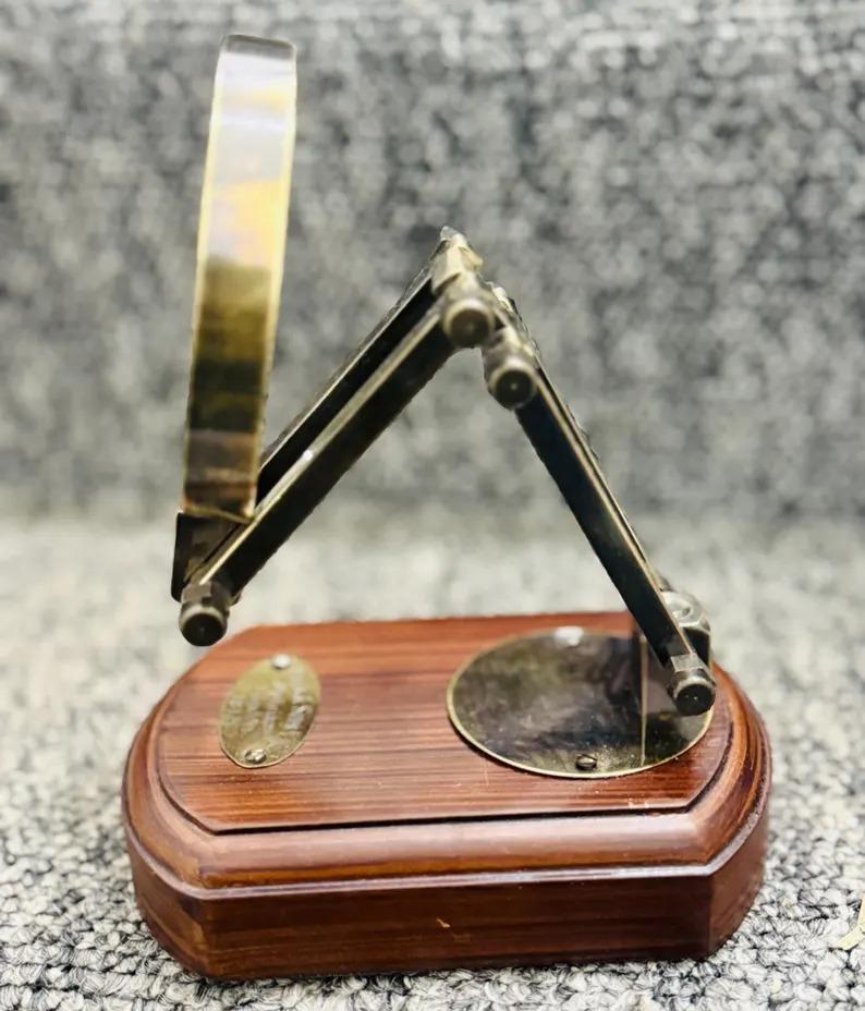 Vintage Table Decor Magnifier Nautical Antique Brass Adjustable Magnifying Glass