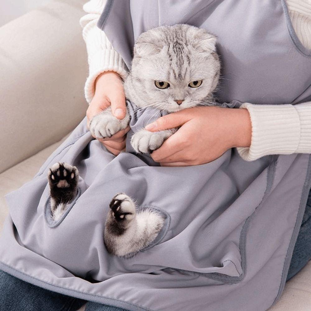 Эластичный карманный фартук-переноска для питомца, регулируемый фартук для удержания кошки, накидка для груминга питомца, стрижка когтей