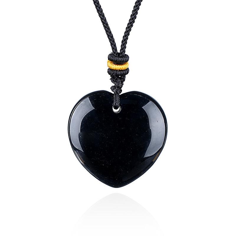 1pc 30mm Natural Stone Pendant Necklace Heart Amethyst Rose Quartz Pendant Necklace for Women Men Jewelry Party Gift