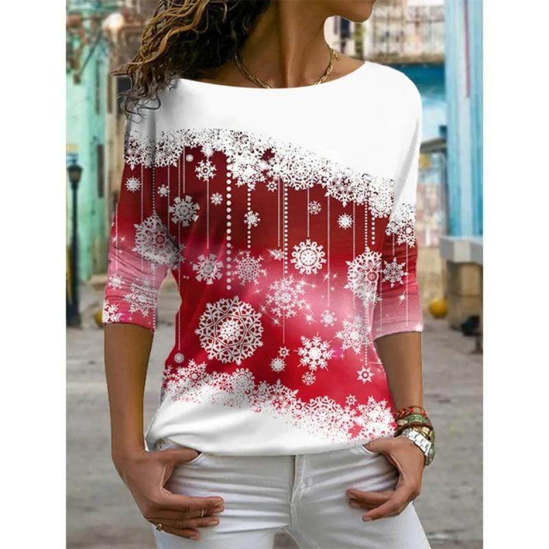 Осенняя универсальная женская футболка с длинными рукавами и цветочным принтом, обычный повседневный топ в стиле ретро с круглым вырезом и разноцветным принтом в стиле бохо