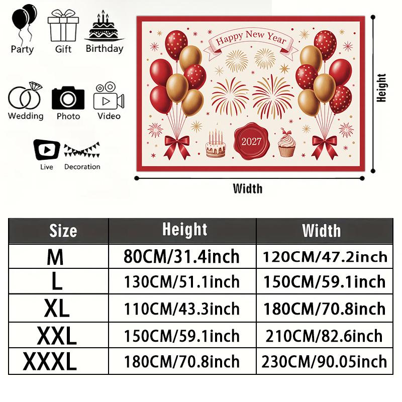 Party Backdrop New Year Fireworks Balloon Cake Flat Weddings Birthdays Showers Balloons Photo Background Decor Front Door Decor
