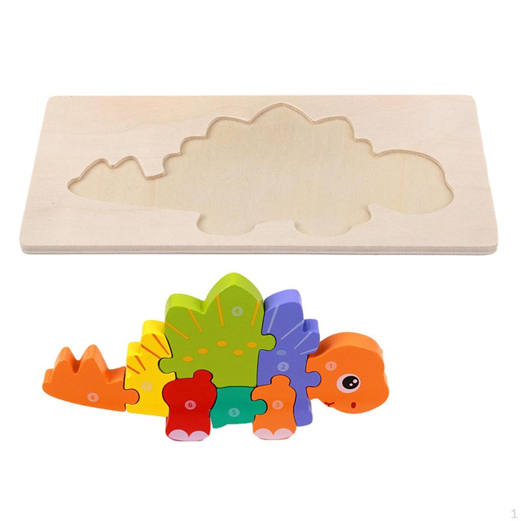 Детская деревянная головоломка Dino Colors 3D Когнитивная интерактивная Животные Монтессори Игрушки для Детей