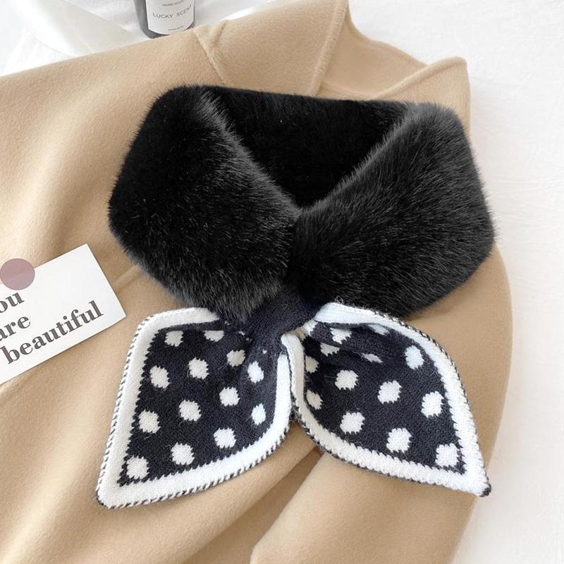 1PC Soft Shawl Outdoor Windproof Winter Warm Cold-proof Plush Scarves Super Soft Furry Scarf Faux Fur Polka Dot