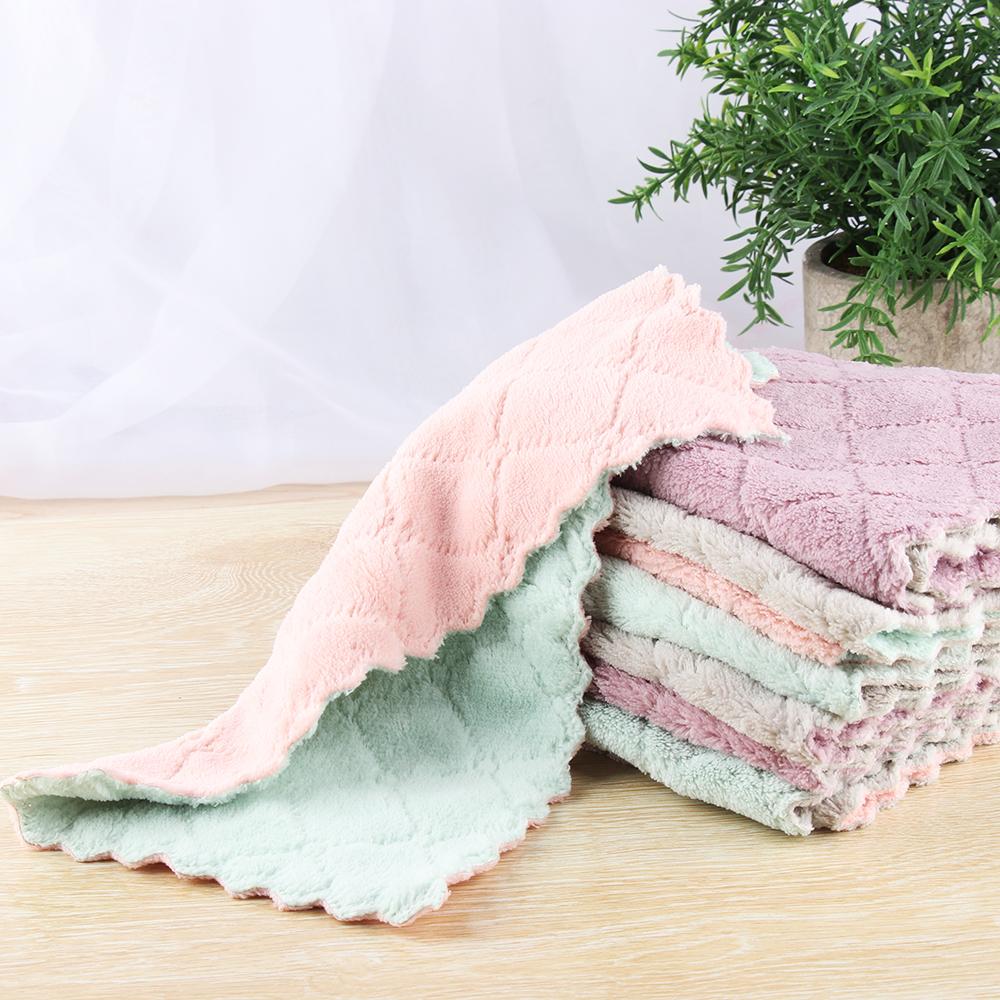 Tableware Household Microfiber Kitchen Scouring Pad Non-stick Oil Rags Clean Cloths Cleaning Towel