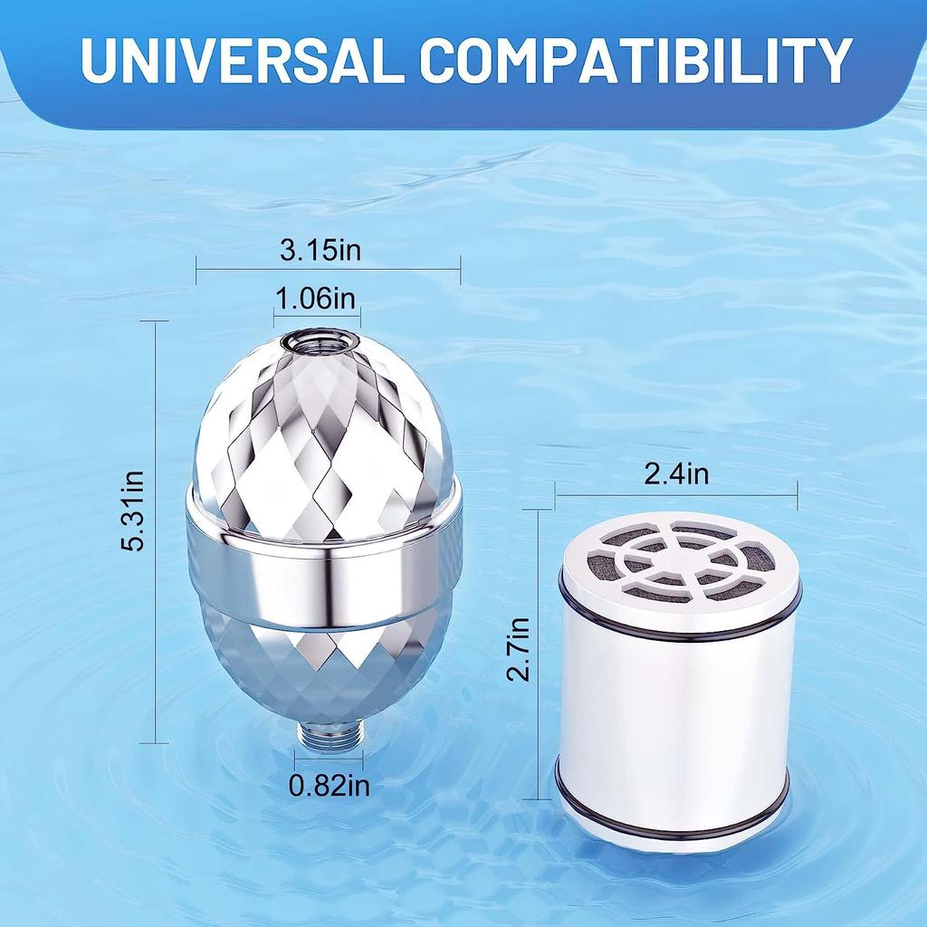 20 Stage Shower Filter Shower Head Filter with 2 Replaceable Cartridges High Output Shower Water Filter for Hard Water Removing Chlorine Fluoride