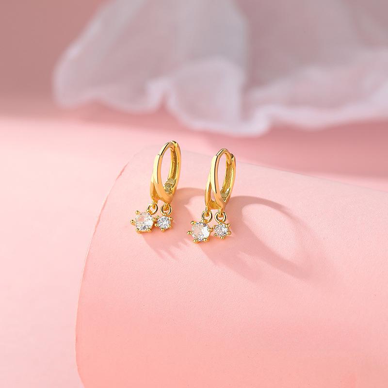 New Ear Buckle Inlaid with Zirconium Diamonds Simple and Cute Mini Shiny Earrings Niche