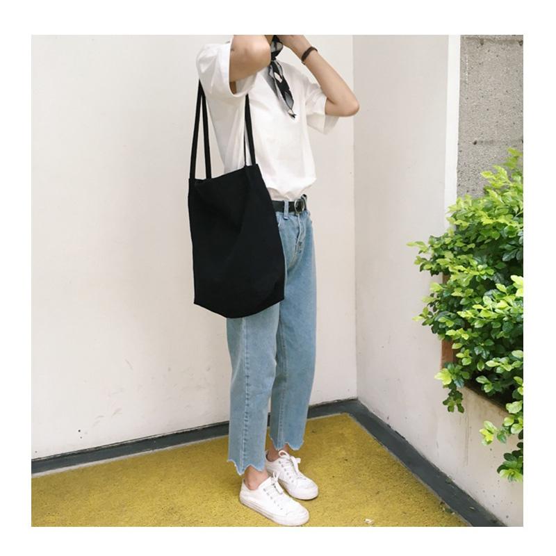 Women Cotton Linen Shoulder Bag Simple Washed Canvas Handbag Solid Tote Lady Eco Shopping Bag Female Shopper Cloth Fabric Purse