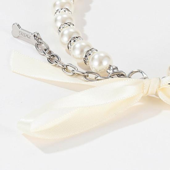 Ожерелье для домашних животных, подвеска в виде кости, ювелирные аксессуары, изысканное модное ожерелье из искусственного жемчуга с собакой, котенком