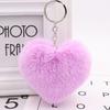 Heart Keychain Key Ring Pendant Handbag Bag Faux Fur Wallet Decor