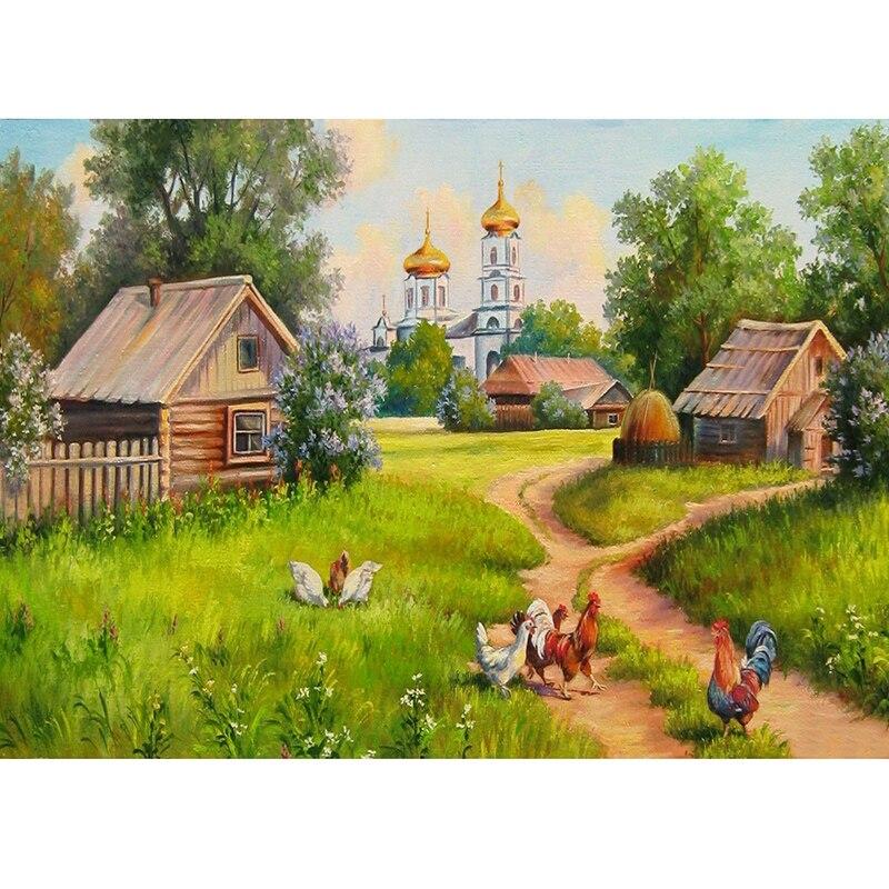 DIY живописная 5D алмазная живопись полная круглая мозаика осенний пейзаж Алмазная вышивка наборы крестиков настенное искусство домашний декор