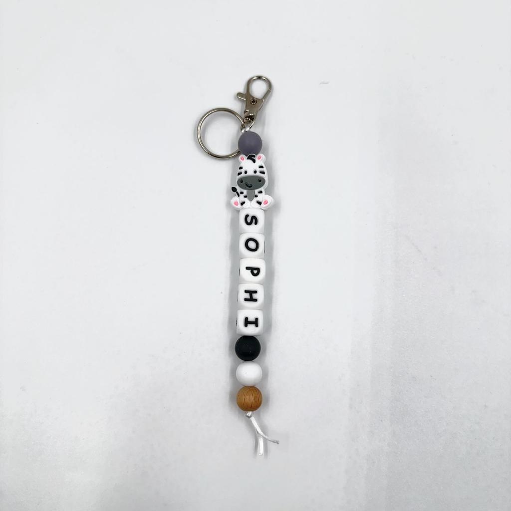 2025 Silicone Cartoon Animal Beaded Bracelet Keychain Pendant