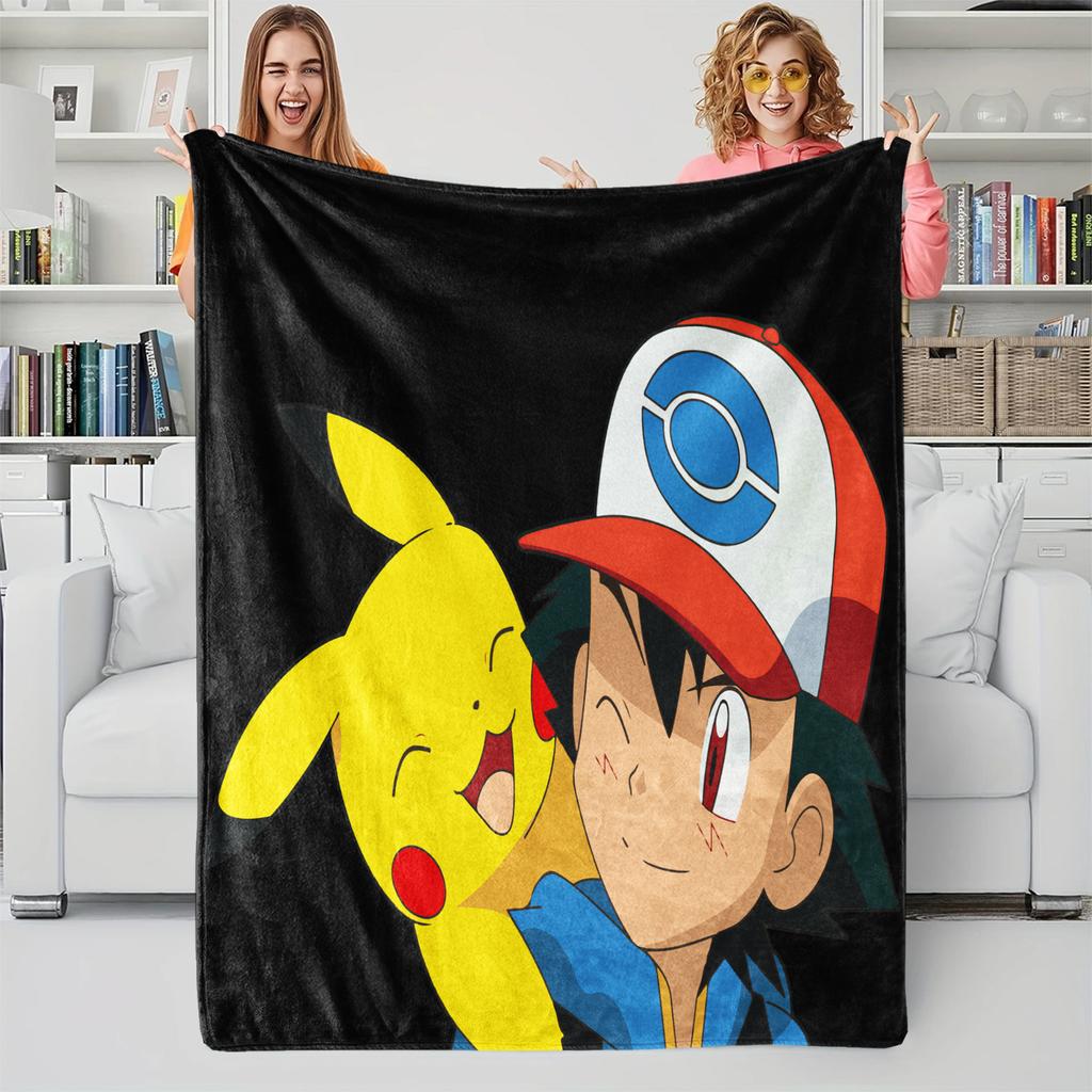 Anime Pokemon Flannel Blanket Cartoon Pikachu Children's Gift Blanket Home Sofa Lunch Break Blankets  Student Throw Blankets