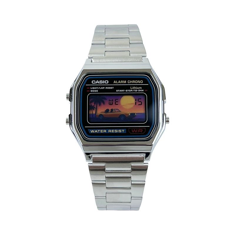 Casio Индивидуальные часы модифицированная серия спортивные водонепроницаемые ретро модные классические маленькие серебряные часы Кварцевые в том же стиле для мужчин A158WA-1