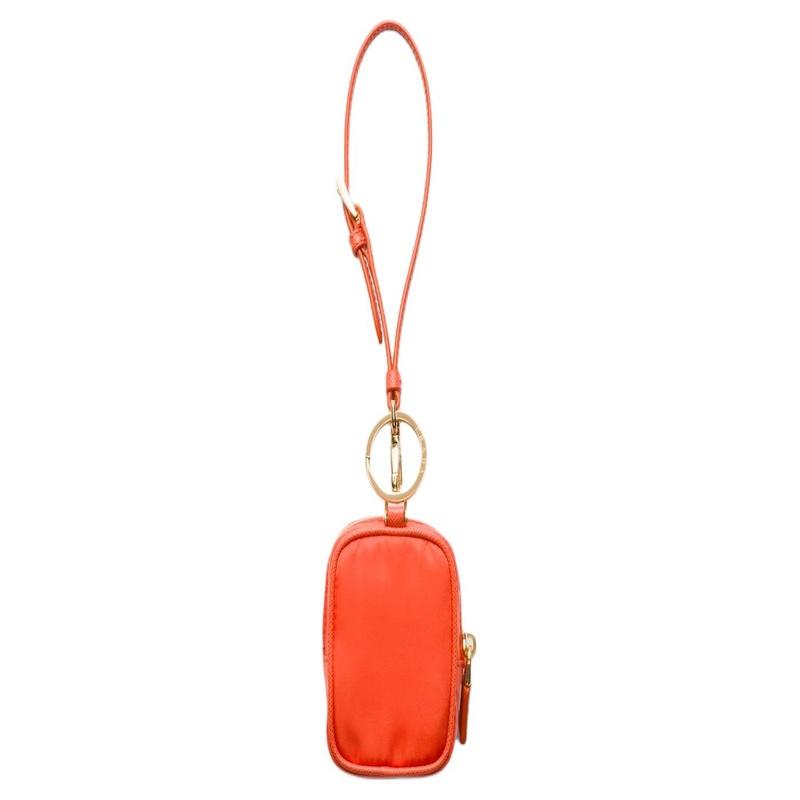 Prada Re-Edition Эмаль Металл Треугольник Фирменный Золотая Фурнитура Тканевая Сумка-Клатч Мини Женская Оранжевая