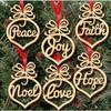 Christmas Hanging Ornaments Wooden Cutouts Faith Joy Hope Love Peace Noel, Set of 6 | Christmas Tree Decoration Items | Xmas Decorations Items Props