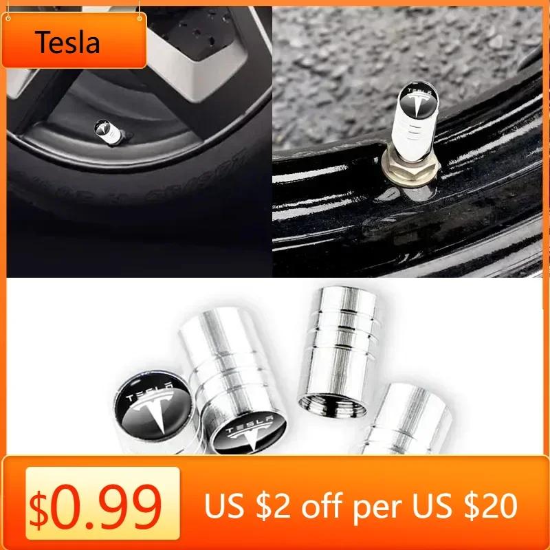 Car Sticker Tesla 4Pcs Car Logo New Tire Valve Bolt Fixed Tire Stem Valve Cap For Tesla Model 3 Model X Y Style MODEL S ROADSTER