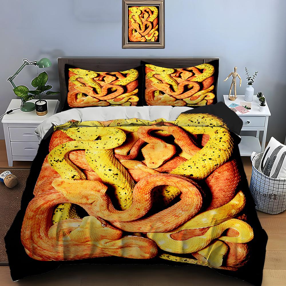 10 Sizes HD Snake Print Bedding Set Duvet Cover 1 Duvet Cover 2 Pillowcases Adult and Children Bedding Set Luxury for Gifts